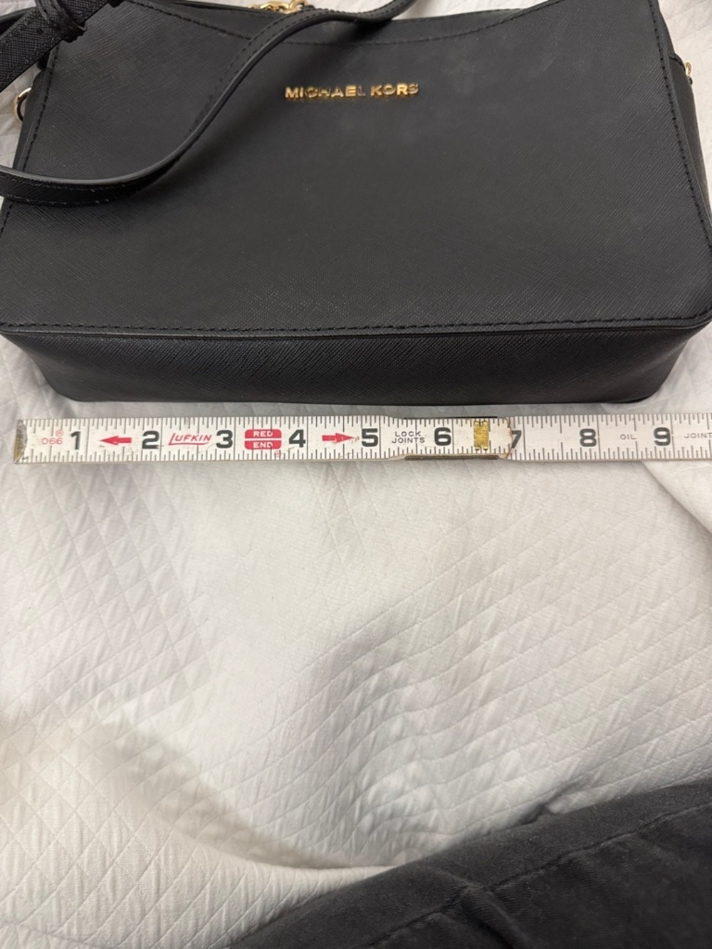 Michael Kors Black Saffiano Leather Crossbody w Gold Chain 9.5"W X 6.5"H X 2"D - Picture 12 of 14
